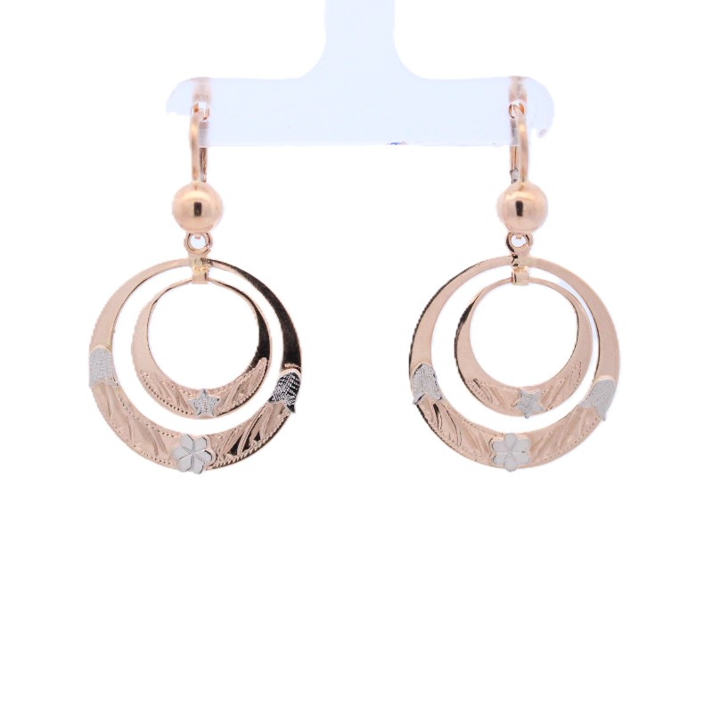 Estate Gold Circular Dangle Earrings